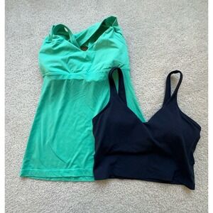 2PC - Lululemon Yoga Tank Green and Tank Bra Top Navy Size 10
